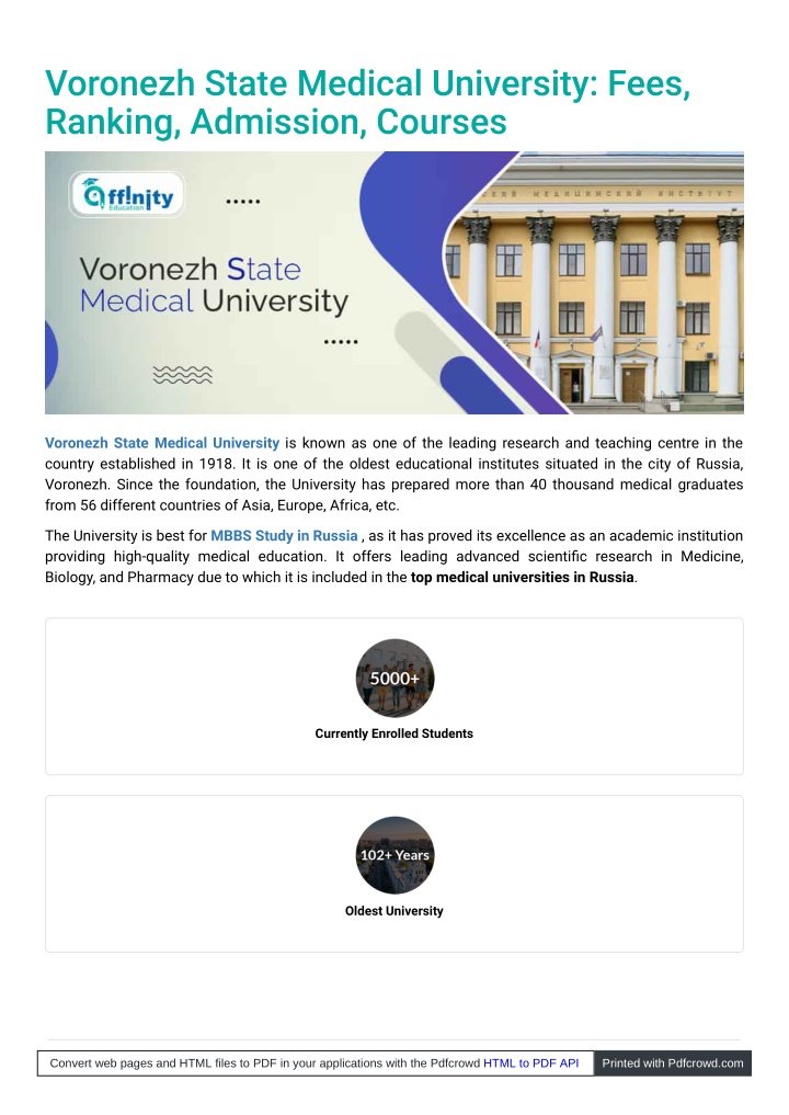 voronezh state medical university fees ranking