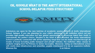 Ok, Google what is the Amity International School Belapur Fees Structure