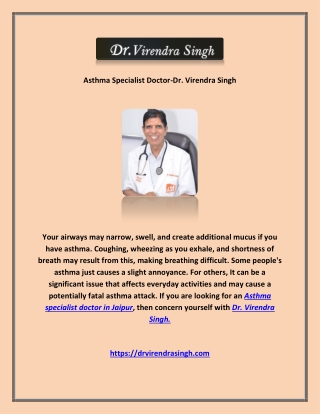 Asthma Specialist Doctor-Dr. Virendra Singh