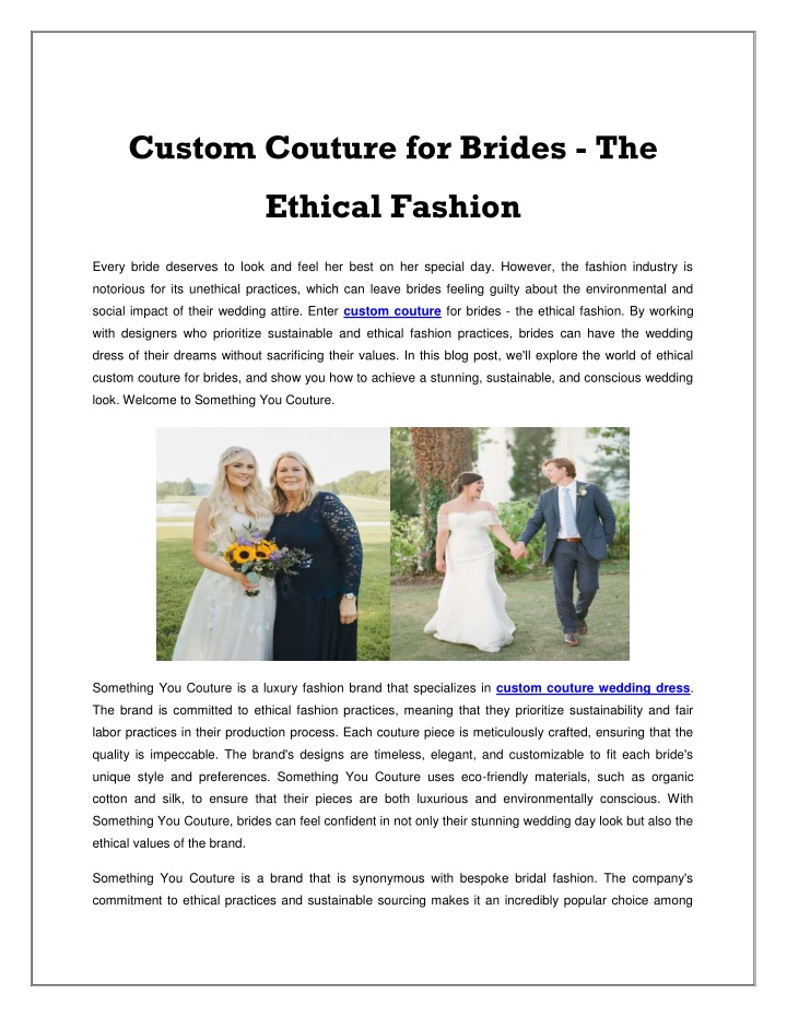 custom couture for brides the