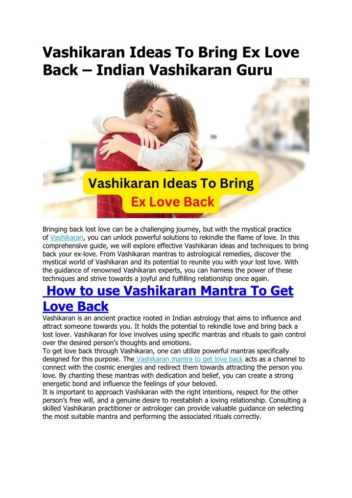 vashikaran ideas to bring ex love back indian