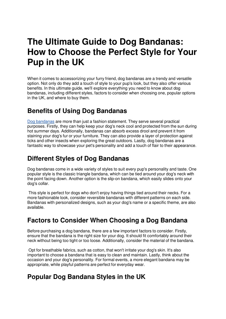 the ultimate guide to dog bandanas how to choose the perfect style for your pup in the uk