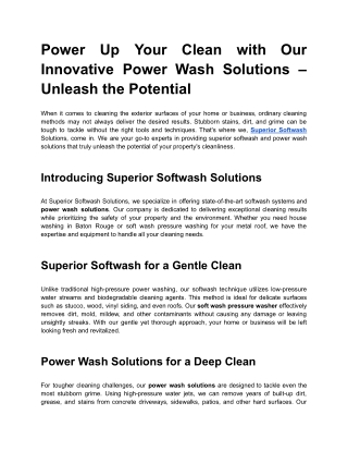 Power Up Your Clean with Our Innovative Power Wash Solutions – Unleash the Potential