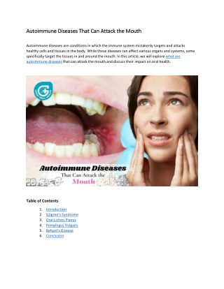 Autoimmune Diseases That Can Attack the Mouth