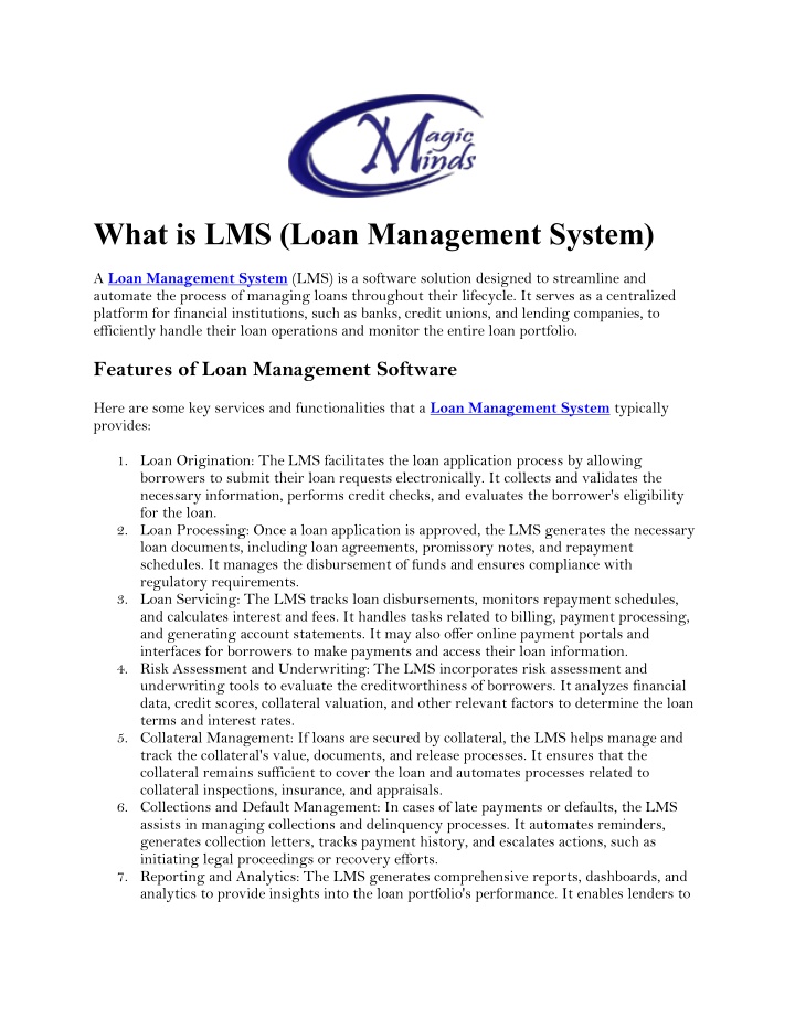 what is lms loan management system
