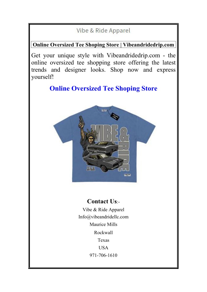 online oversized tee shoping store