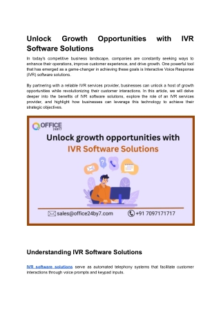 Unlock Growth Opportunities with IVR Software Solutions