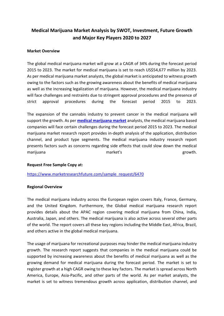 medical marijuana market analysis by swot