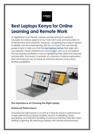 Best Laptops Kenya for Online Learning and Remote Work