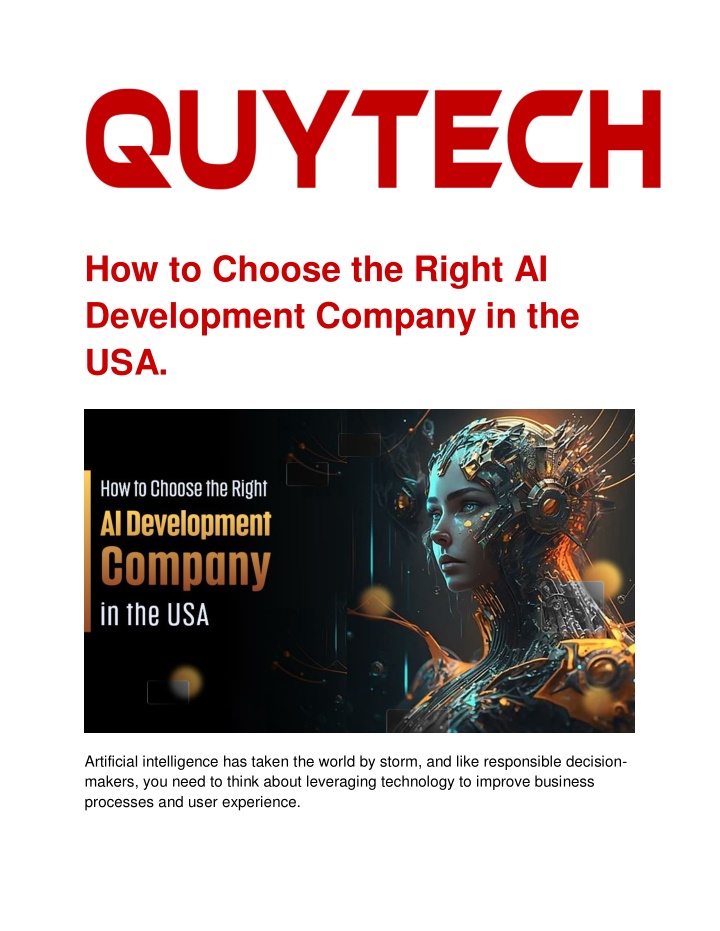 how to choose the right ai development company