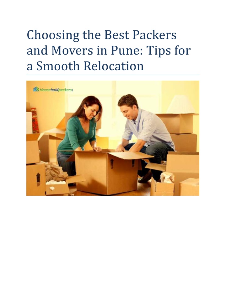 Ppt Choosing The Best Packers And Movers In Pune Tips For A Smooth Relocation Powerpoint 