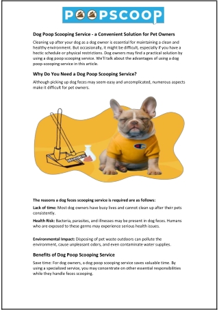 Dog Poop Scooping Service - a Convenient Solution for Pet Owners