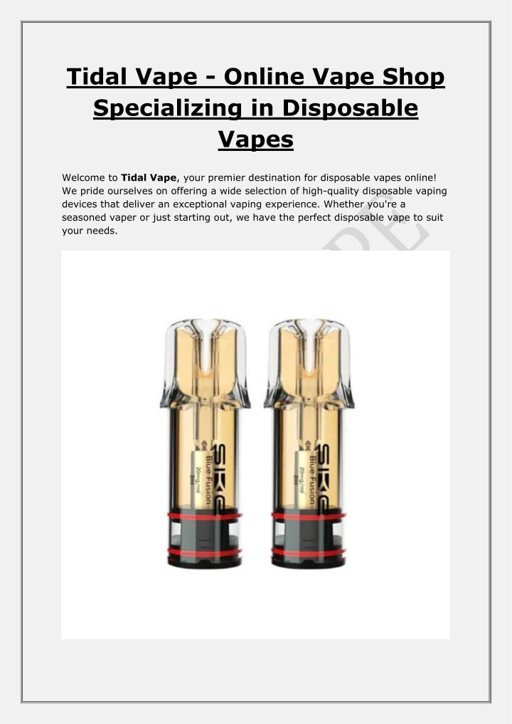 tidal vape online vape shop specializing