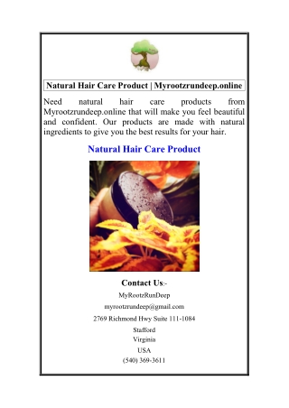 Natural Hair Care Product  Myrootzrundeep.online