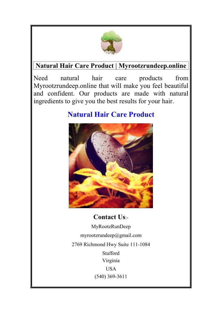 natural hair care product myrootzrundeep online