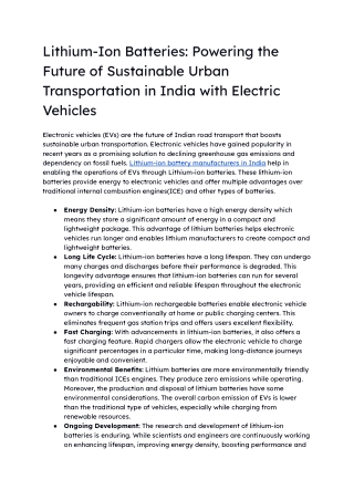 Lithium-ion battery manufacturers in India