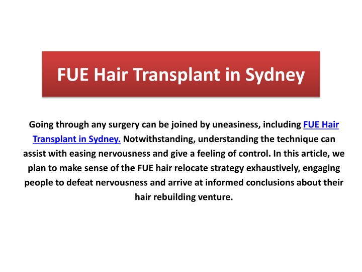 fue hair transplant in sydney