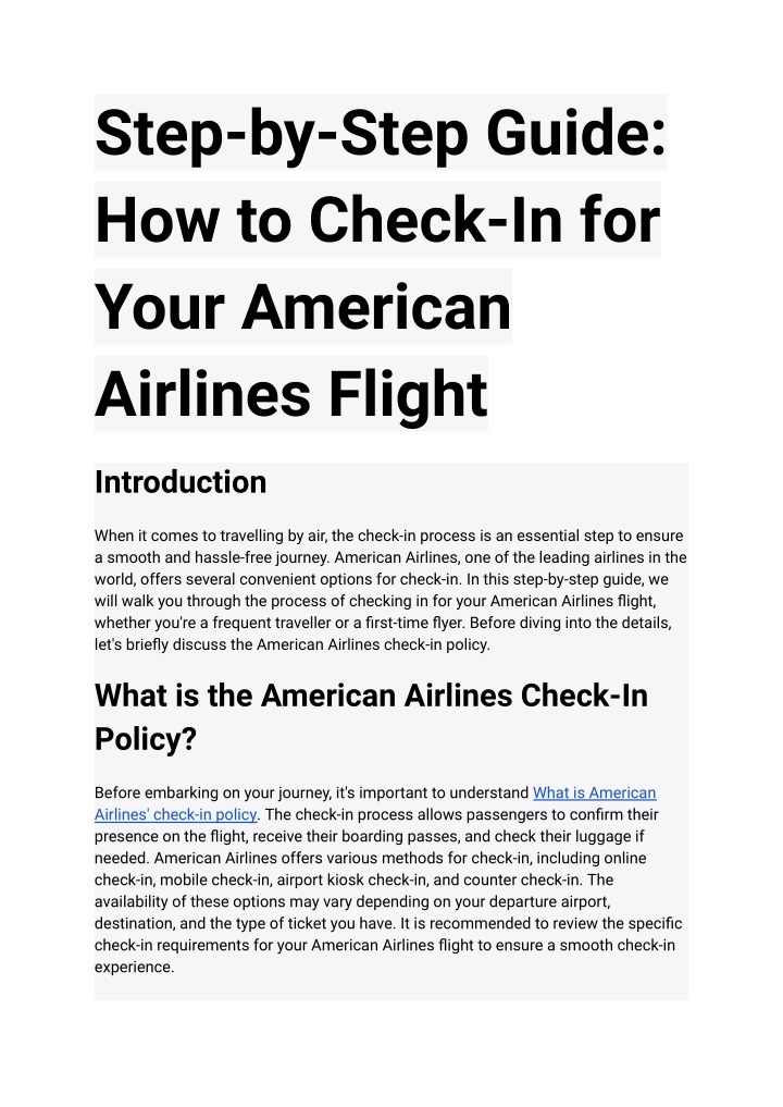 step by step guide how to check in for your