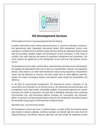 Top Geospatial, Mapping and Spatial Analysis Company - Giskernel`