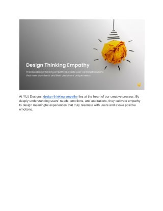 Design Thinking Empathy - YUJ Designs
