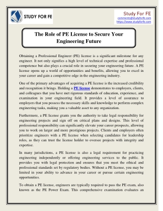The Role of PE License to Secure Your Engineering Future