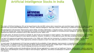 Artificial Intelligence Stocks In India