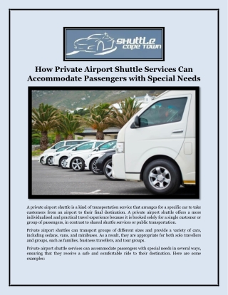 How Private Airport Shuttle Services Can Accommodate Passengers with Special Needs