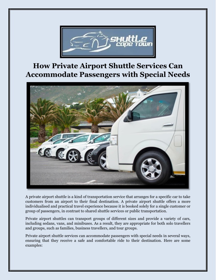how private airport shuttle services