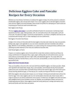 delicious eggless cake and pancake recipes