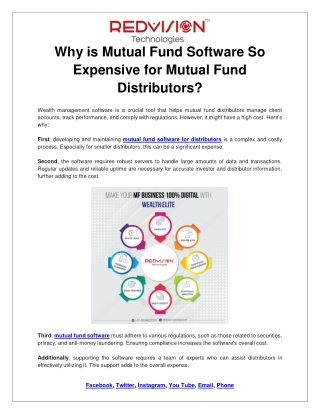 Why is Mutual Fund Software So Expensive for Mutual Fund Distributors