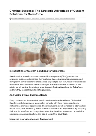 Crafting Success The Strategic Advantage of Custom Solutions for Salesforce