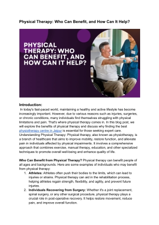Physical Therapy_ Who Can Benefit, and How Can It Help