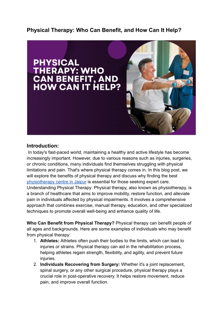 physical therapy who can benefit