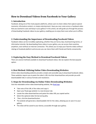 How to Download Facebook Videos in Your Gallery