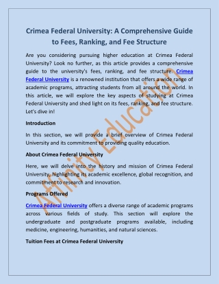 crimea federal university a comprehensive guide