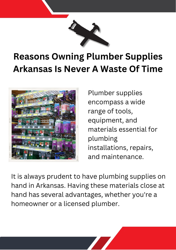 reasons owning plumber supplies arkansas is never