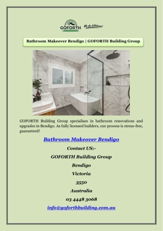 Bathroom Makeover Bendigo | GOFORTH Building Group