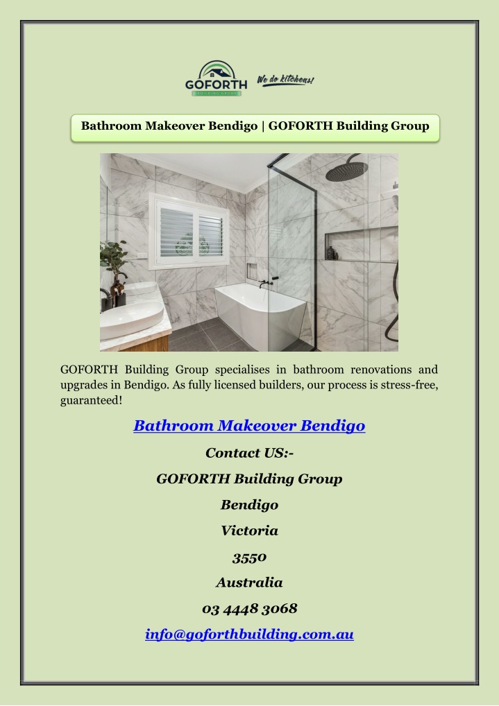 bathroom makeover bendigo goforth building group