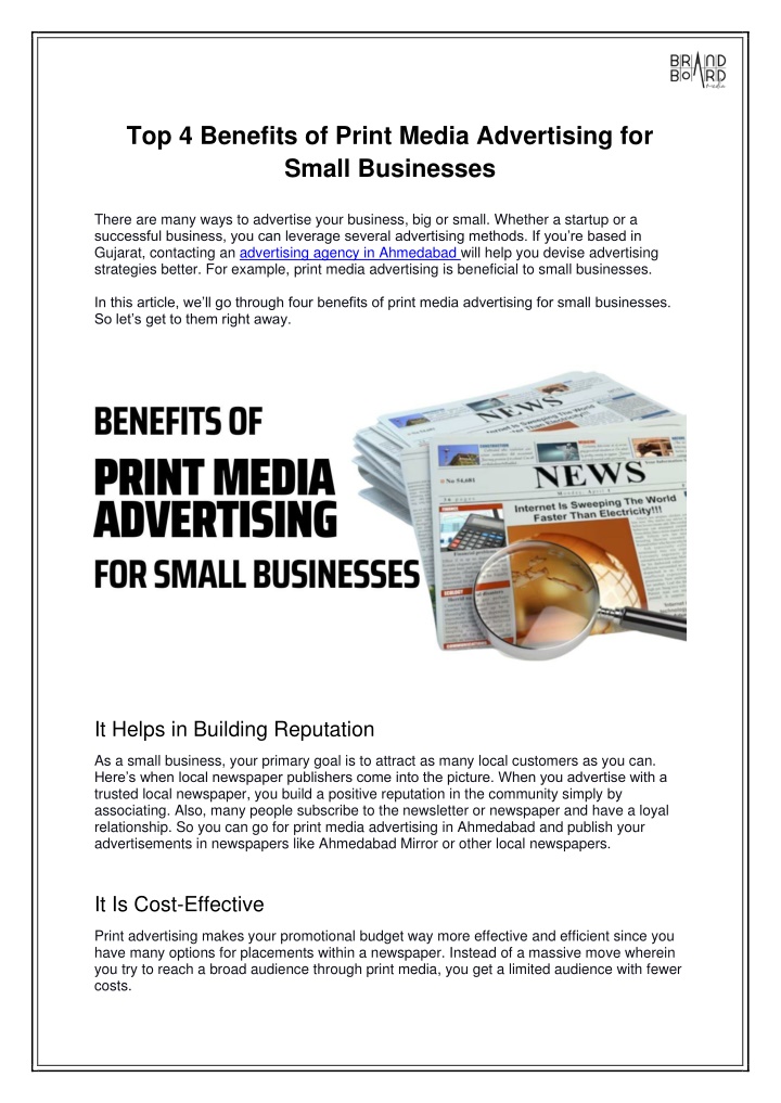 top 4 benefits of print media advertising