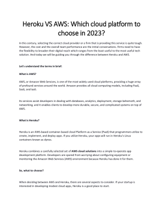 heroku vs aws which cloud platform to heroku