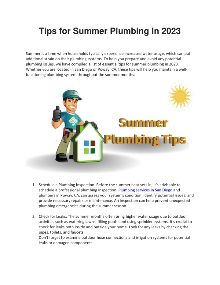 tips for summer plumbing in 2023