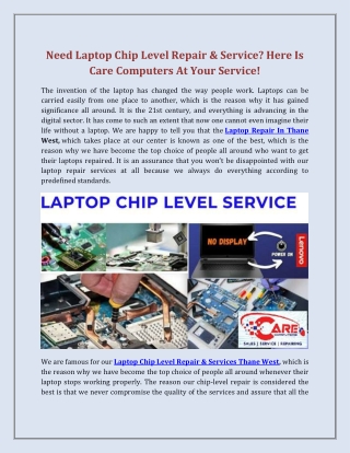 Laptop Chip Level Repair & Services Thane West