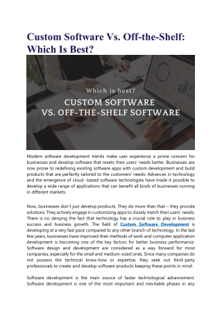 Custom Software Vs. Off-the-Shelf: Which Is Best?
