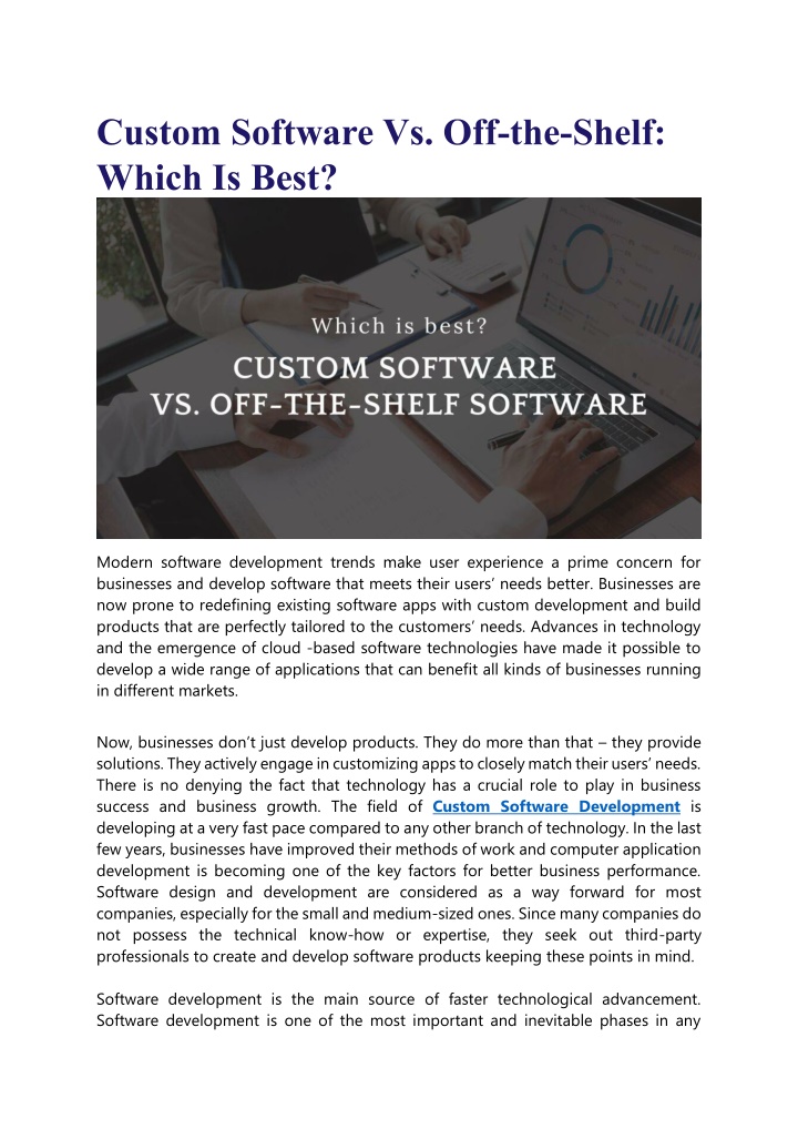 custom software vs off the shelf which is best
