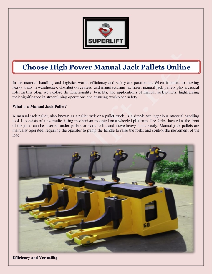 choose high power manual jack pallets online