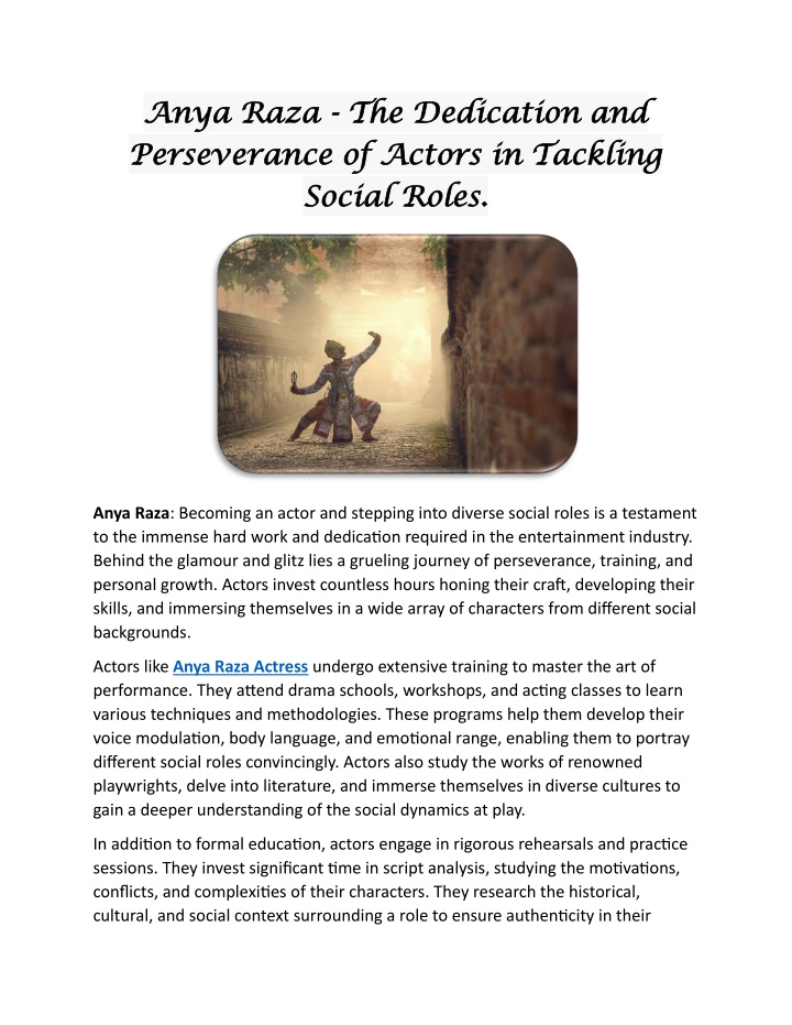 anya raza anya raza the perseverance of actors