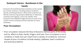 Dushyant Verma - Numbness in the hands