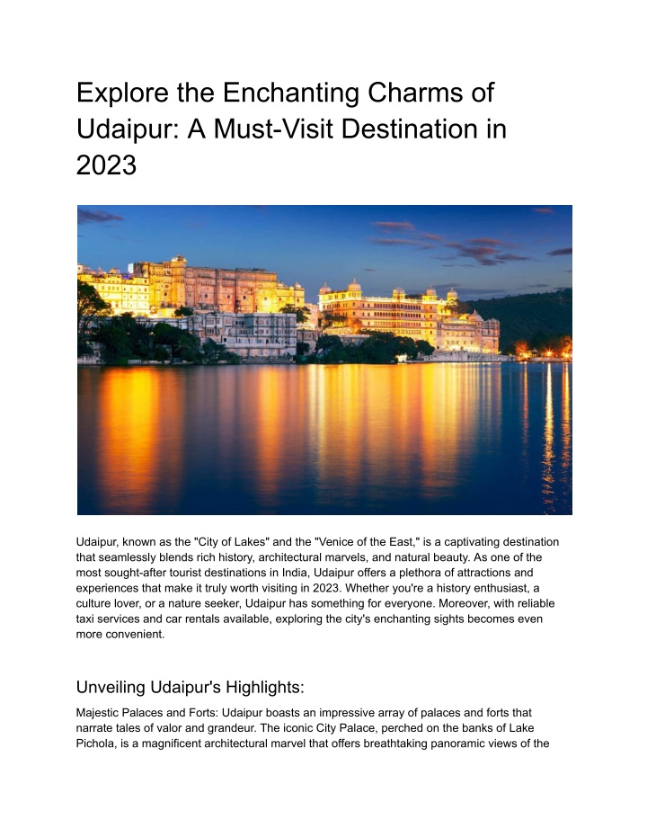 explore the enchanting charms of udaipur a must