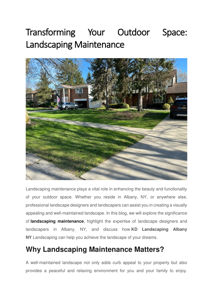transforming transforming landscaping maintenance