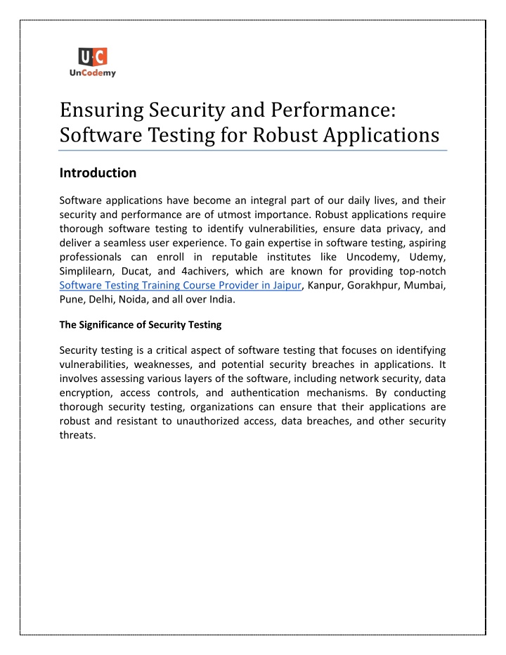 ensuring security and performance software